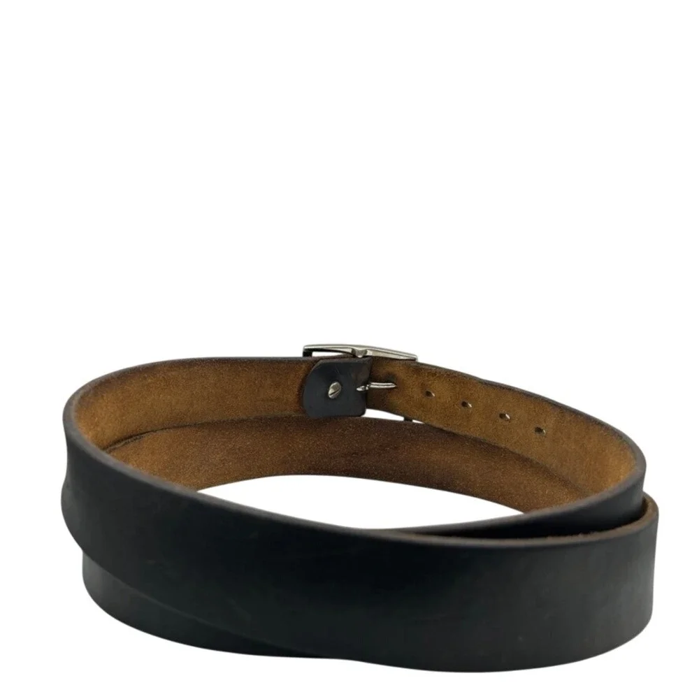 Beggar's Pouch Leather Black Solid Brass Buckle Belt North Conway NH Handmade